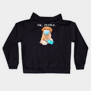 Golden Retriever Ew People Dog Wearing A Face Mask Kids Hoodie